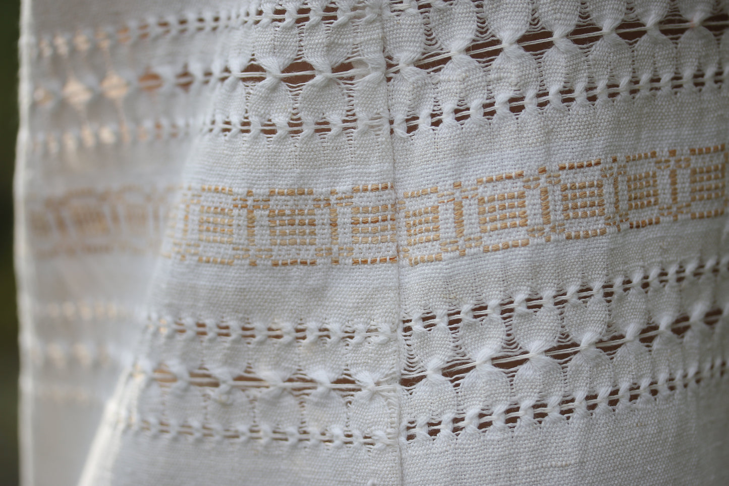 Square neck mini dress with side slits S - natural white tablecloth